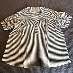 Striped Modern V Neck blouse
